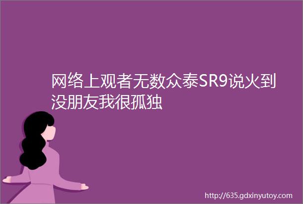 网络上观者无数众泰SR9说火到没朋友我很孤独