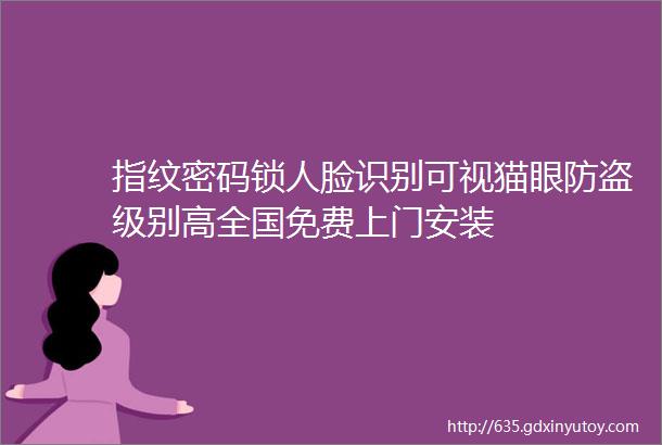 指纹密码锁人脸识别可视猫眼防盗级别高全国免费上门安装